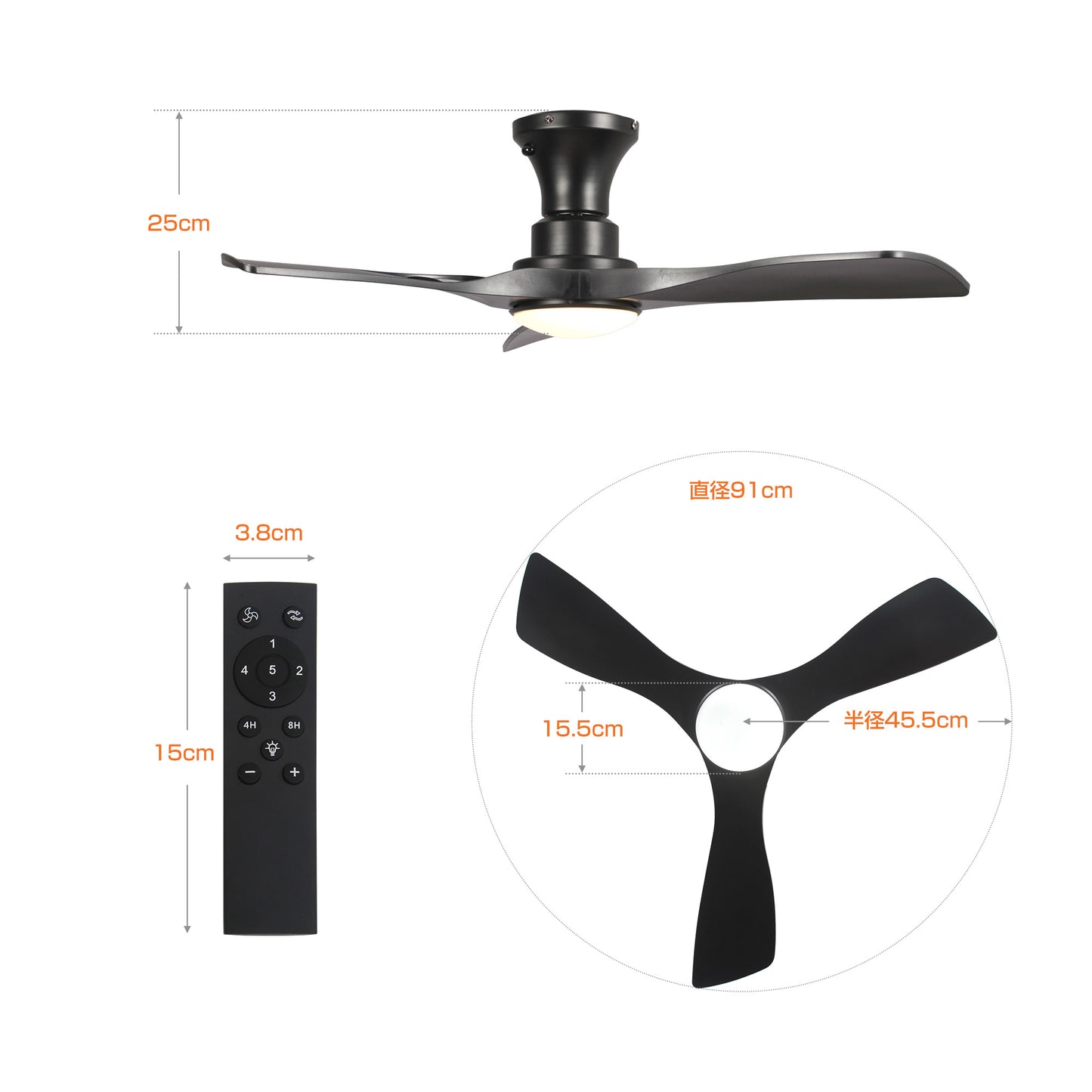 Parrot Uncle シーリングファンライト 照明器具 ファン 天井照明 シーリングライト リモコン付き インテリア 電気 LEDチップ内蔵 4ブレードスタイル DCモータ 調光・調色 おしゃれ (ブラック)