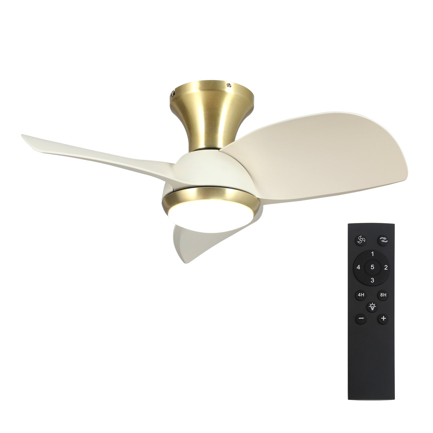 Parrot Uncle シーリングファンライト 照明 ファン 小型3枚羽根 LEDチップ内蔵 3ブレードスタイル DCモーター 天井照明 照明器具 省エネ 3羽根 吹き抜け リモコン付き 調光・調色 おしゃれ (ゴールド)