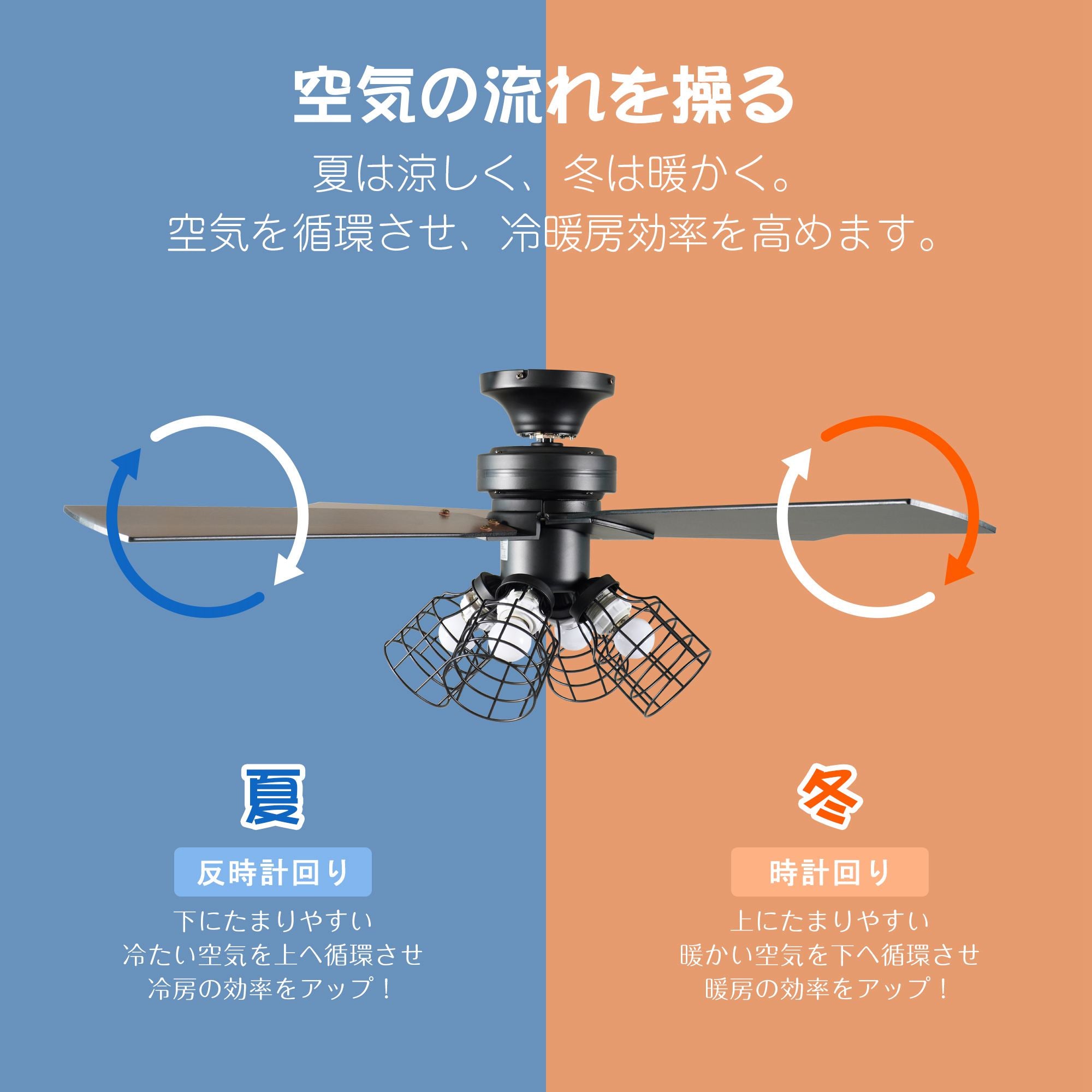 送料無料 シーリングファンライト 4灯 リモコン式 木目調 クワドロ